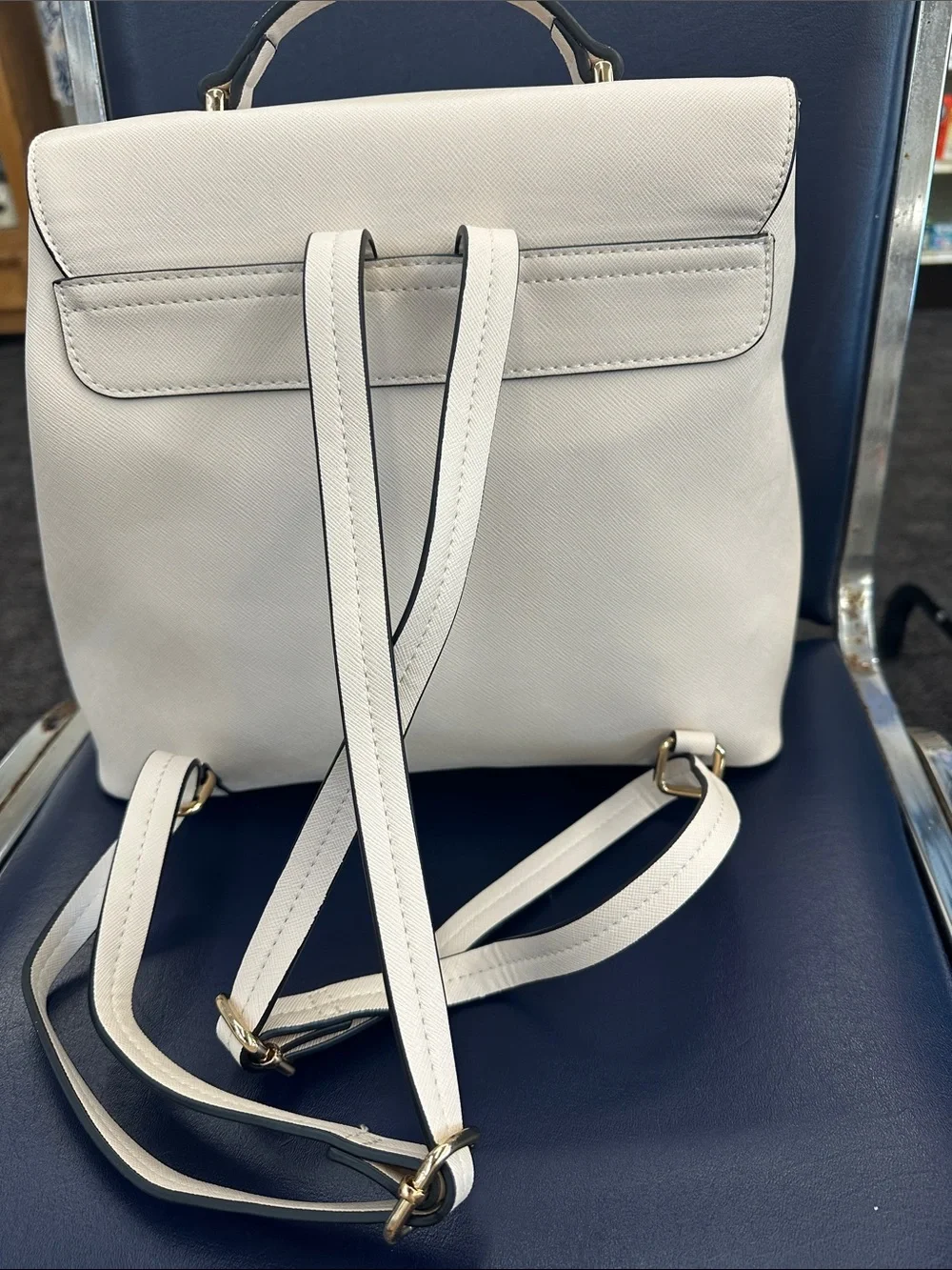 Leatherette Women's Backpack Purse - V Logo Accent
